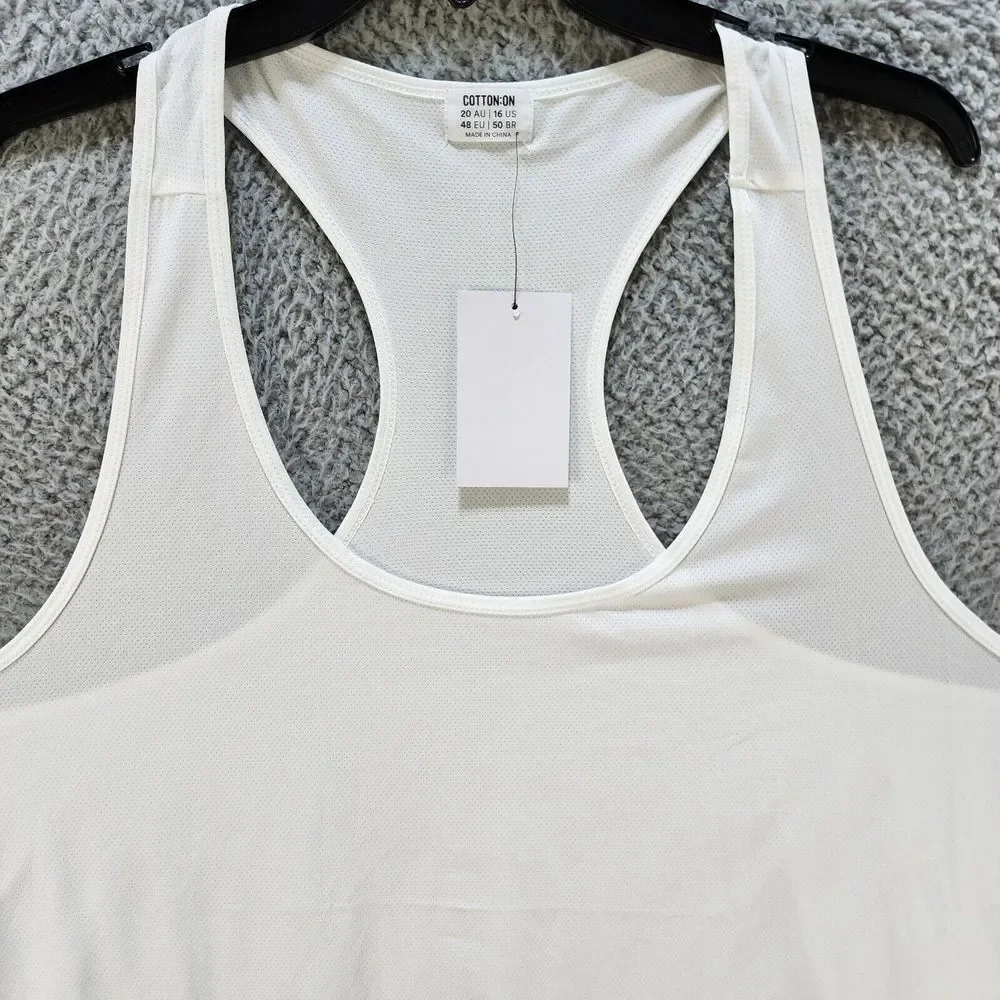 COTTON:ON Plus Size Active Curve Tank Top Women's 16 White Racerback Sleeveless~ - Picture 3 of 12